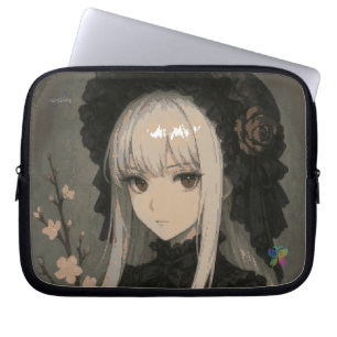 Funda Para Portátil Elegancia de la Doncella de la Flor de Medianoche