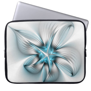 Funda Para Portátil Elegancia floral arte contemporáneo abstracto azul