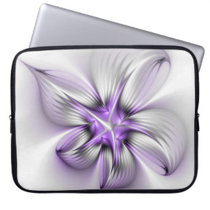 Funda Para Portátil Elegancia floral arte contemporáneo abstracto viol