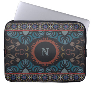 Funda Para Portátil Elegancia intemporal Monograma de tela tradicional