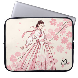 Funda Para Portátil elegancia tradicional: mujer en Han con estampado 
