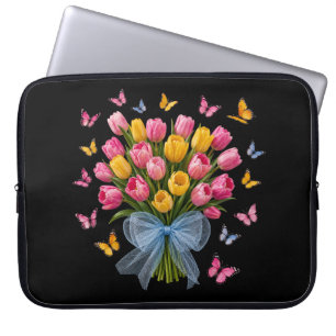 Funda para portátil Elegancia Tulipán y Mariposas
