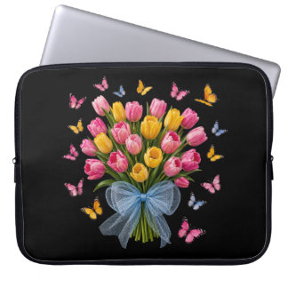 Funda para portátil Elegancia Tulipán y Mariposas