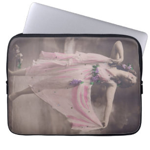 Funda Para Portátil Elegancia vintage en vestimenta floral rosa