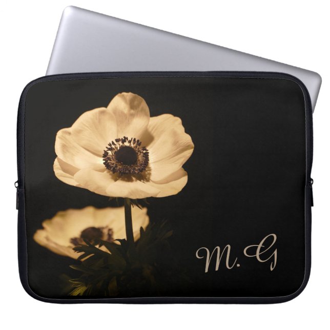 Funda Para Portátil Elegant Anemone Flowers Initials (Frente)