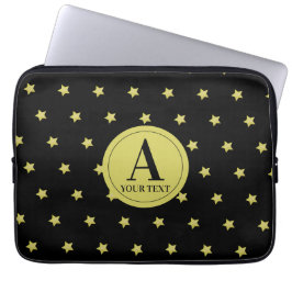 Funda Para Portátil Elegant Gold & Black Star Pattern Monogram