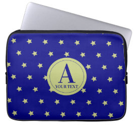 Funda Para Portátil Elegant Gold & Blue Star Pattern Monogram