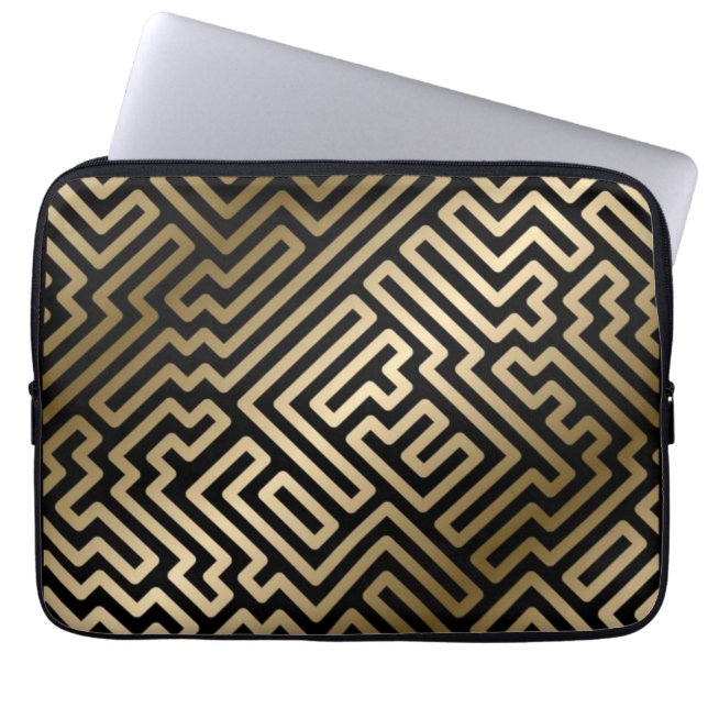 Funda Para Portátil Elegant Gold Maze Geometric Luxury Design (Frente)