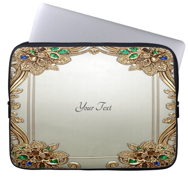 Funda Para Portátil Elegant Gold Ornate Laptop Sleeve (Frente)