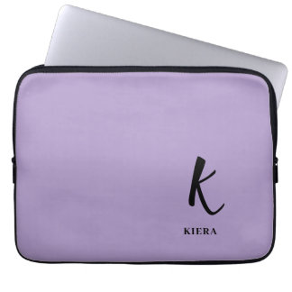 Funda Para Portátil Elegant Lavender Monogram Laptop Sleeve