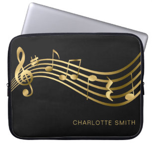 Funda Para Portátil Elegant Modern Gold&Black Music Notes