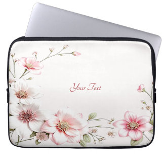 Funda Para Portátil Elegant Pink White Floral Laptop Sleeve