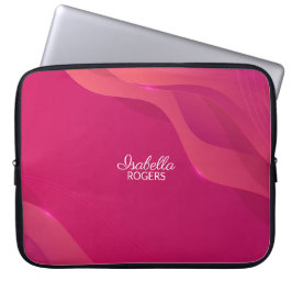 Funda Para Portátil Elegant Red Abstract Waves with Customization