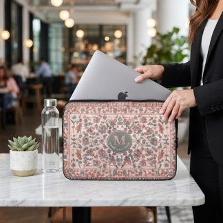 Funda Para Portátil Elegant Vintage Persian Floral Warm Terra-Cotta