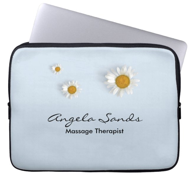 Funda Para Portátil Elegant white daisies blue (Frente)