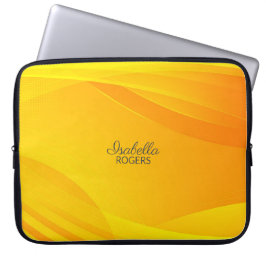 Funda Para Portátil Elegant Yellow Abstract Waves with Customization