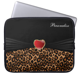 Funda Para Portátil Elegante animal leopardo impreso con un corazón r