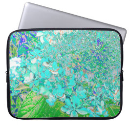Funda Para Portátil Elegante Aqua y Green Limelight Hydrangea Detail