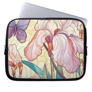 Funda Para Portátil Elegante Art Nouveau Vidrio Manchado Iris Mariposa