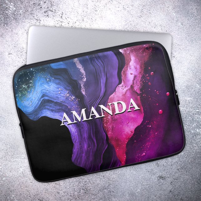 Funda Para Portátil Elegante arte de mármol rosa púrpura falso purpuri (Subido por el creador)