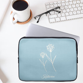 Funda Para Portátil Elegante Azul Polvoriento Simple Flor Deportes