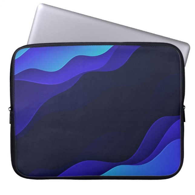 Funda Para Portátil Elegante Blue Abstract Waves Portátil Sleeve (Frente)