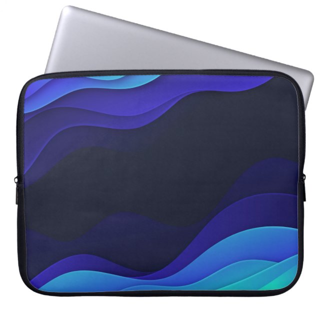 Funda Para Portátil Elegante Blue Abstract Waves Portátil Sleeve (Frente)