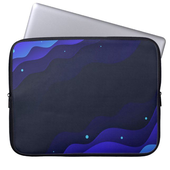 Funda Para Portátil Elegante Blue Abstract Waves Portátil Sleeve (Frente)
