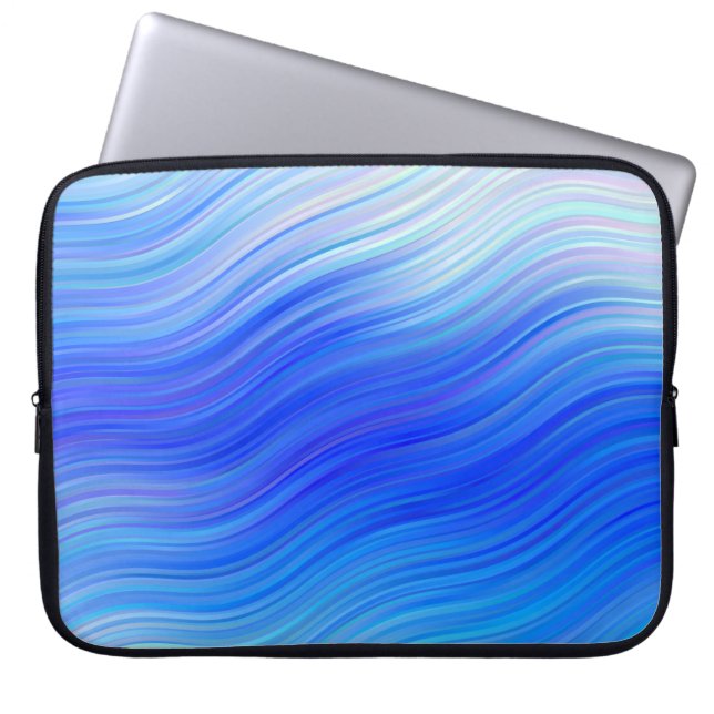 Funda Para Portátil Elegante Blue Abstract Waves Portátil Sleeve (Frente)