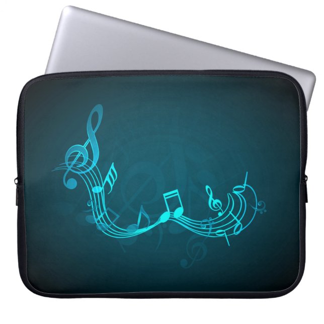 Funda Para Portátil Elegante Blue Music Notes Texting Laptop Sleeve (Frente)