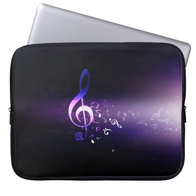 Funda Para Portátil Elegante Bright Purple Music Notes Background (Frente)
