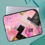 Funda Para Portátil Elegante burrito Purpurina negro geométrico<br><div class="desc">Moda elegante girly Purpurina rosa cuadrado geométrico negro de la manga portátil. Para que sea extra especial, también se monogramaliza y personaliza con nombre o iniciales o cualquier texto que desee, haga clic en el enlace "personalizar más adelante" y utilice la herramienta de diseño para modificar el diseño si lo...</div>