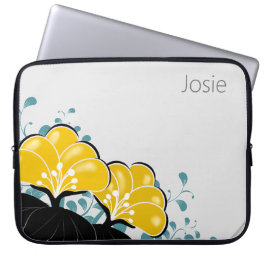 Funda Para Portátil Elegante Camellias doradas Añadir nombre