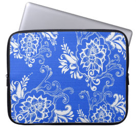 Funda Para Portátil elegante, clásico, elegante florido azul y blanco