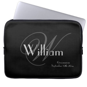 Funda Para Portátil Elegante clásico nombre personalizado + Monograma