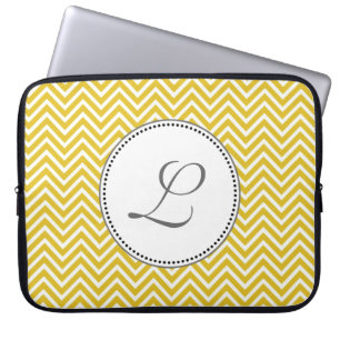 Funda Para Portátil Elegante, clásico zigzag de chevron amarillo solea