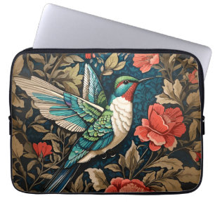 Funda Para Portátil Elegante colibrí volador William Morris inspirado