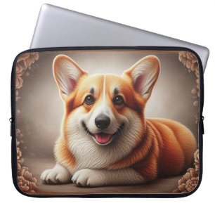 Funda Para Portátil Elegante Corgi Dog Browen de borde de color realis
