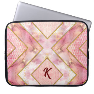 Funda Para Portátil Elegante cuaderno de dibujo geométrico de oro rosa