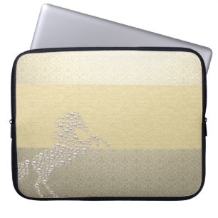 Funda Para Portátil Elegante damasco de caballo perlas chic