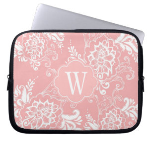 Funda Para Portátil Elegante, de color rosa claro, florido