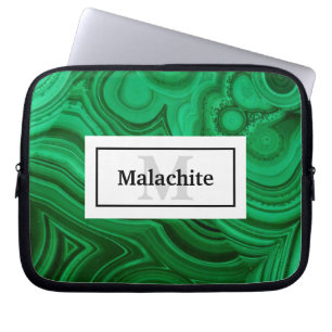 Funda Para Portátil Elegante diseño de rock malachita verde