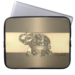 Funda Para Portátil Elegante Elefante De Paisley De Oro -Personalizado