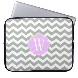 Funda Para Portátil Elegante, elegante y clásico chevron gris