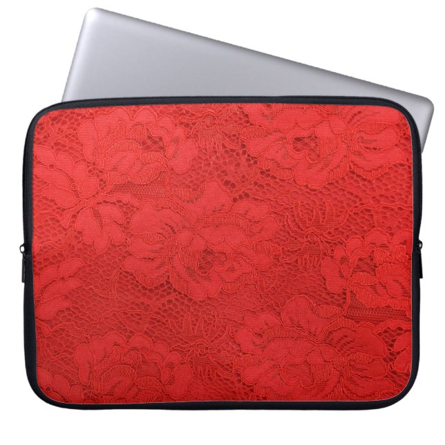 Funda Para Portátil Elegante encaje rojo, textura perfecta (Frente)
