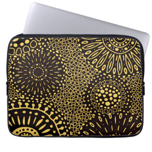 Funda para portátil elegante étnica floral negra d