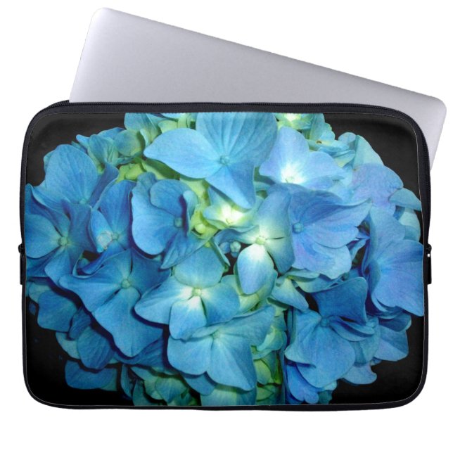 Funda Para Portátil Elegante flor azul hidrangea floral (Frente)