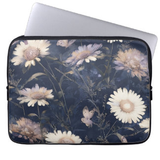Funda Para Portátil Elegante Floral blanca y acuarela de mariposa | iP