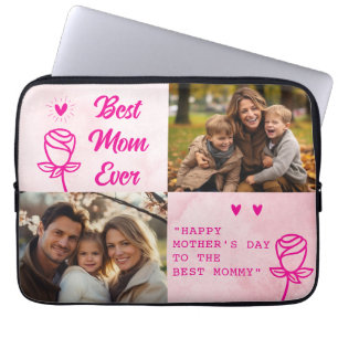 Funda Para Portátil Elegante foto de texto Día de la Madre acuarela ro