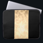 Funda Para Portátil elegante franjas claras de imitación de oro y negr<br><div class="desc">Un diseño minimalista,  moderno y elegante que representa una franja dorada falsa sobre un fondo negro.</div>
